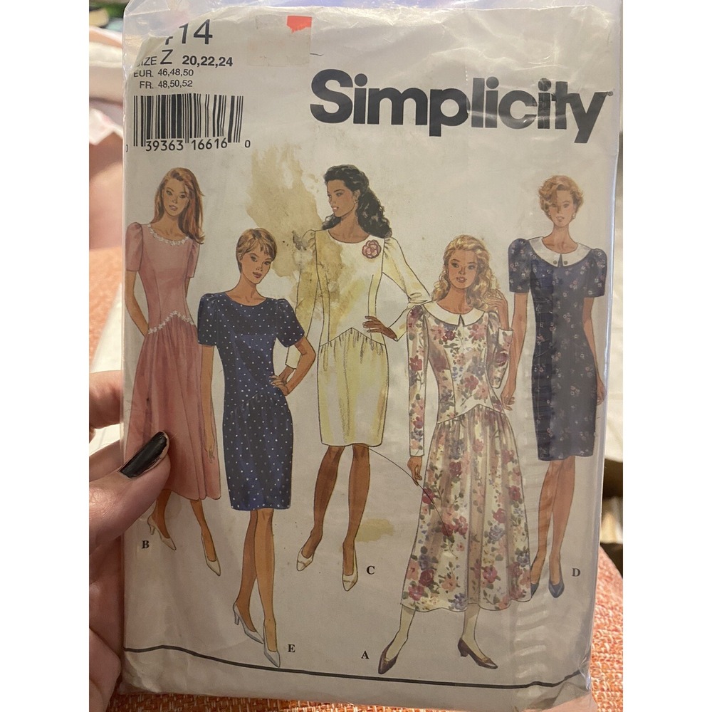 Vintage Simplicity 9414 Dress Sewing Pattern Size 20-24 Cut Complete Retro Plus
